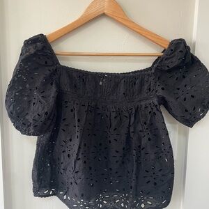 Wilfred Black Eyelet Puff Sleeve Blouse